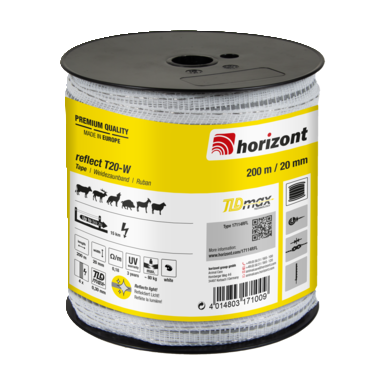 horizont electric fence tape reflect T20 | 200 m | 20 mm | white