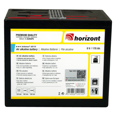 horizont 9 V alkaline battery | turbomax® AB170 (9 V / 170 Ah)
