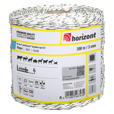 horizont Weidezaunlitze turbomax® braided wire | 200 m | Ø 3 mm | 9 Leiter