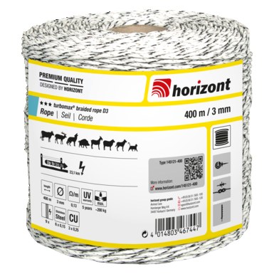 horizont Weidezaunlitze  turbomax® braided wire | 400 m | Ø 3 mm | 9 Leiter