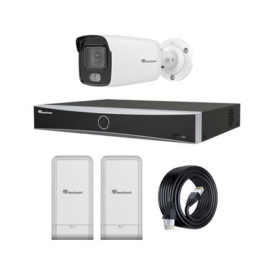 horizont Überwachungskamera-Kit Wireless | 1 Vision Colour Kamera | 2 Funkbrücken | NVR Videorekorder